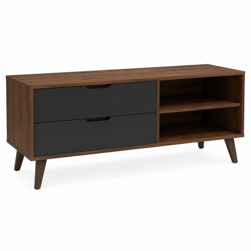 TV Lowboard Walnussbraun Anthrazit Spanplatte rechteckig 120 x 40 x 55 cm