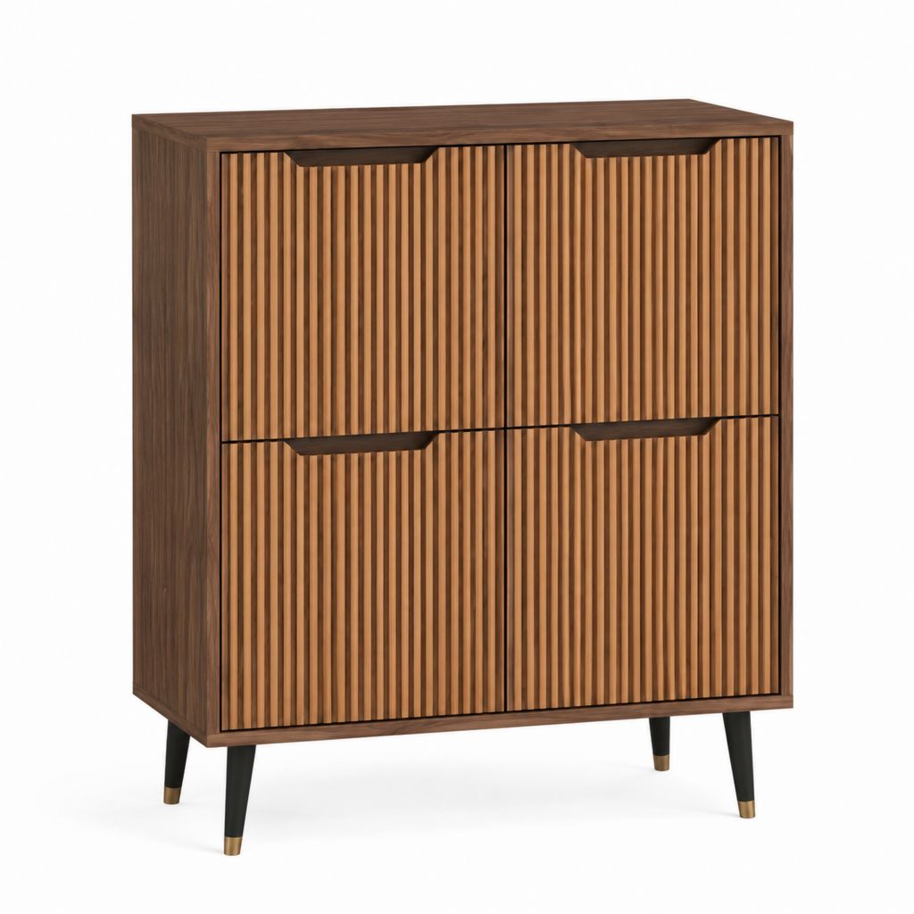 Highboard Sideboard Walnuss MDF mit Walnussfurnier rechteckig 100 x 40 x 120 cm