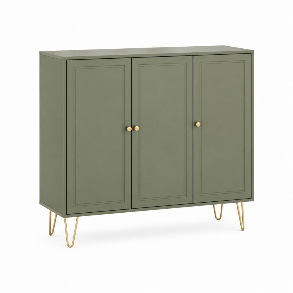 Sideboard 3 Türen Olivgrün MDF Rechteckig 120 x 40 x 90 cm