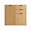 Sideboard mit Eichenfurnier Lamellenfront 3 Schubladen 1 Tür 100 x 90 x 40 cm Natur