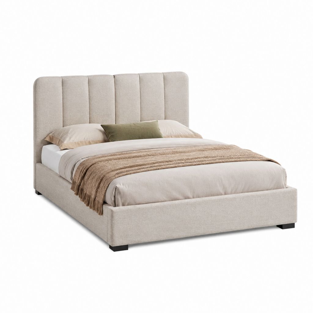 Polsterbett Stauraumbett Beige Polyester Rechteckig Liegefläche 160 x 200 cm