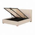 Stauraumbett 160 x 200 cm Beige mit Polyester-Samtbezug und Lattenrost