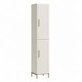 Hochschrank Weiß aus MDF rechteckig mit 2 Türen 180 x 40 x 35 cm
