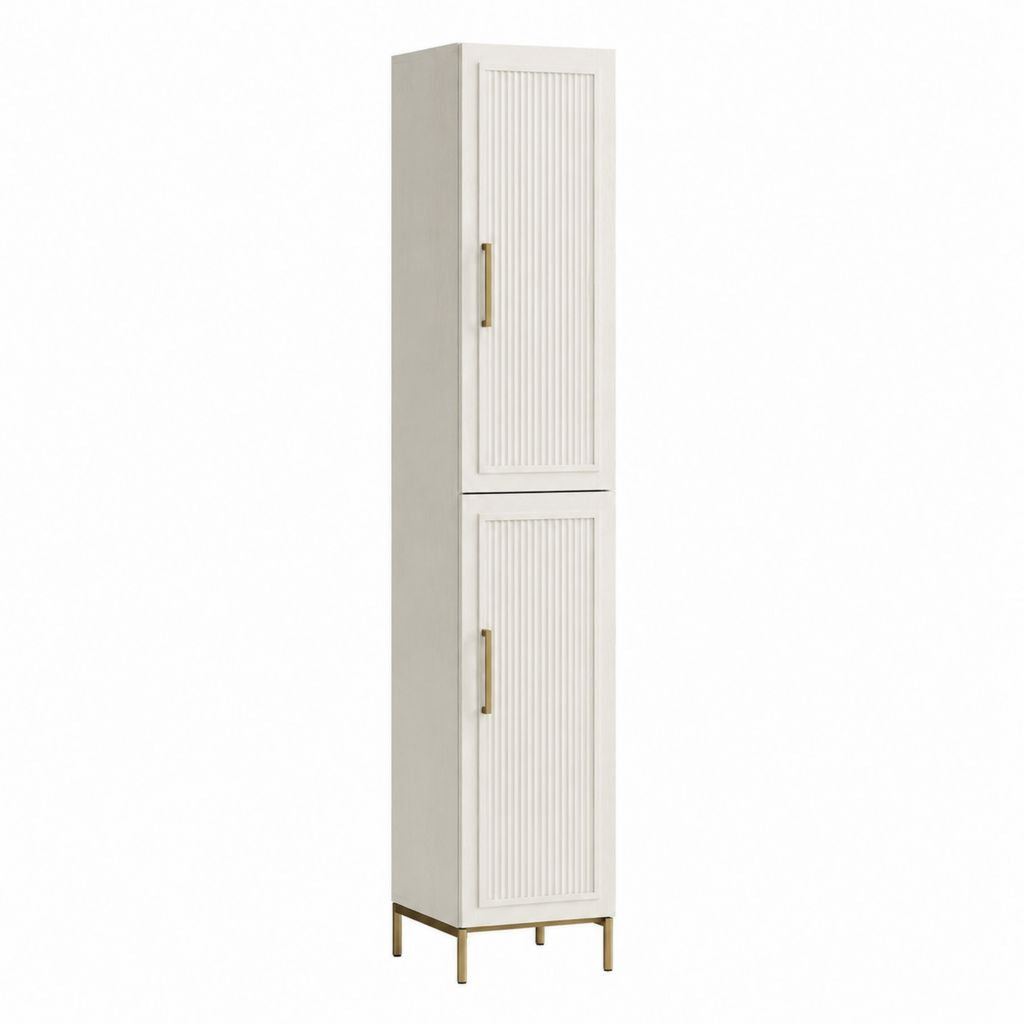 Hochschrank Weiß aus MDF rechteckig mit 2 Türen 180 x 40 x 35 cm
