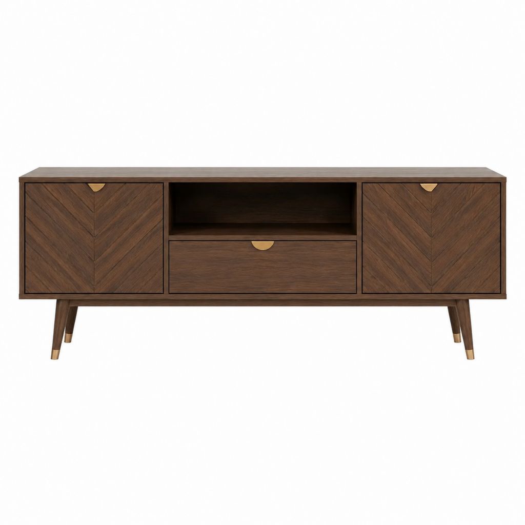 TV-Lowboard Dunkelbraun MDF mit Walnussfurnier rechteckig 160 x 40 x 60 cm