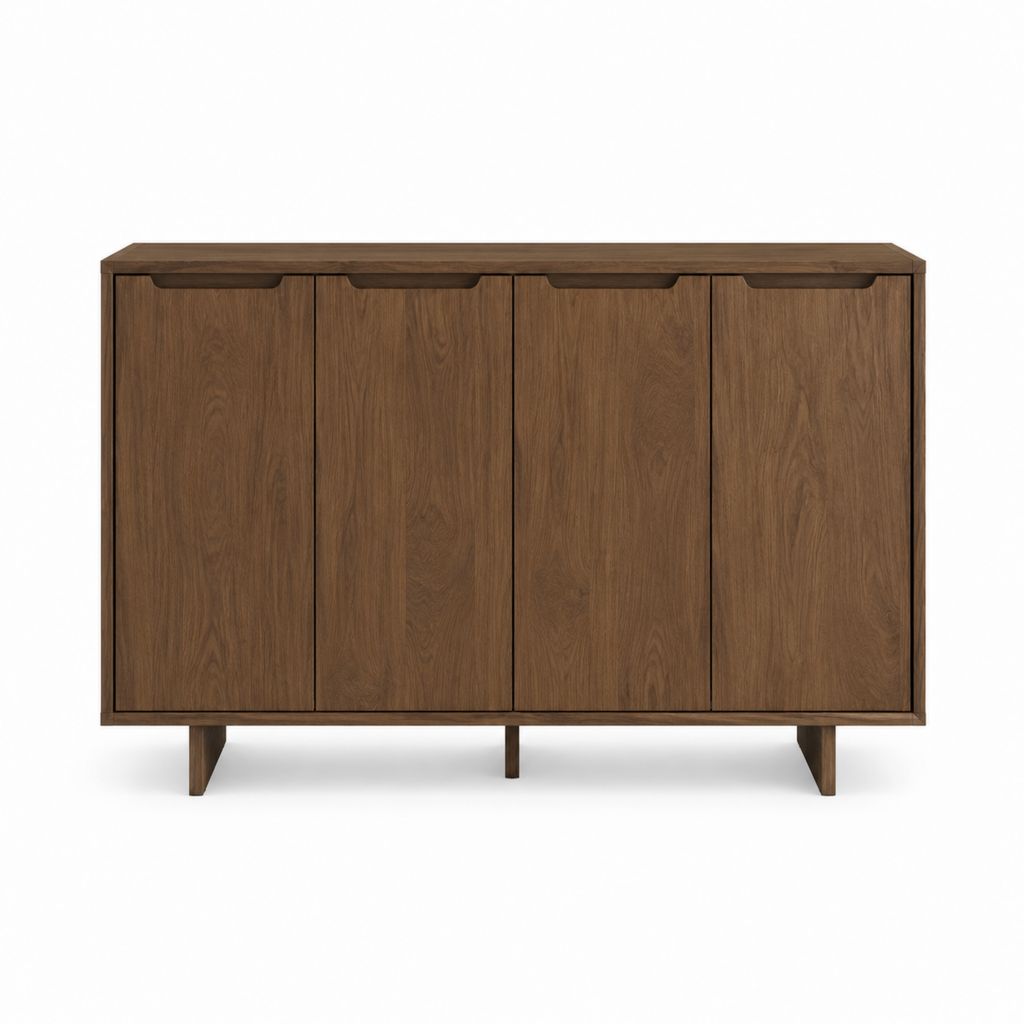 Sideboard Nussbaumfurnier rechteckig mit 4 Türen 180 x 45 x 90 cm