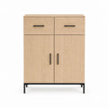 Sideboard mit 2 Türen und 2 Schubladen Eiche-Dekor Spanplatte rechteckig 80 x 40 x 120 cm