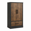 Highboard Schrank Braun Schwarz aus Spanplatte mit 2 Türen und Schublade 80 x 40 x 140 cm