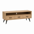 TV-Lowboard Eiche Dekor Spanplatte rechteckig mit 3 Schubladen 140 x 40 x 60 cm
