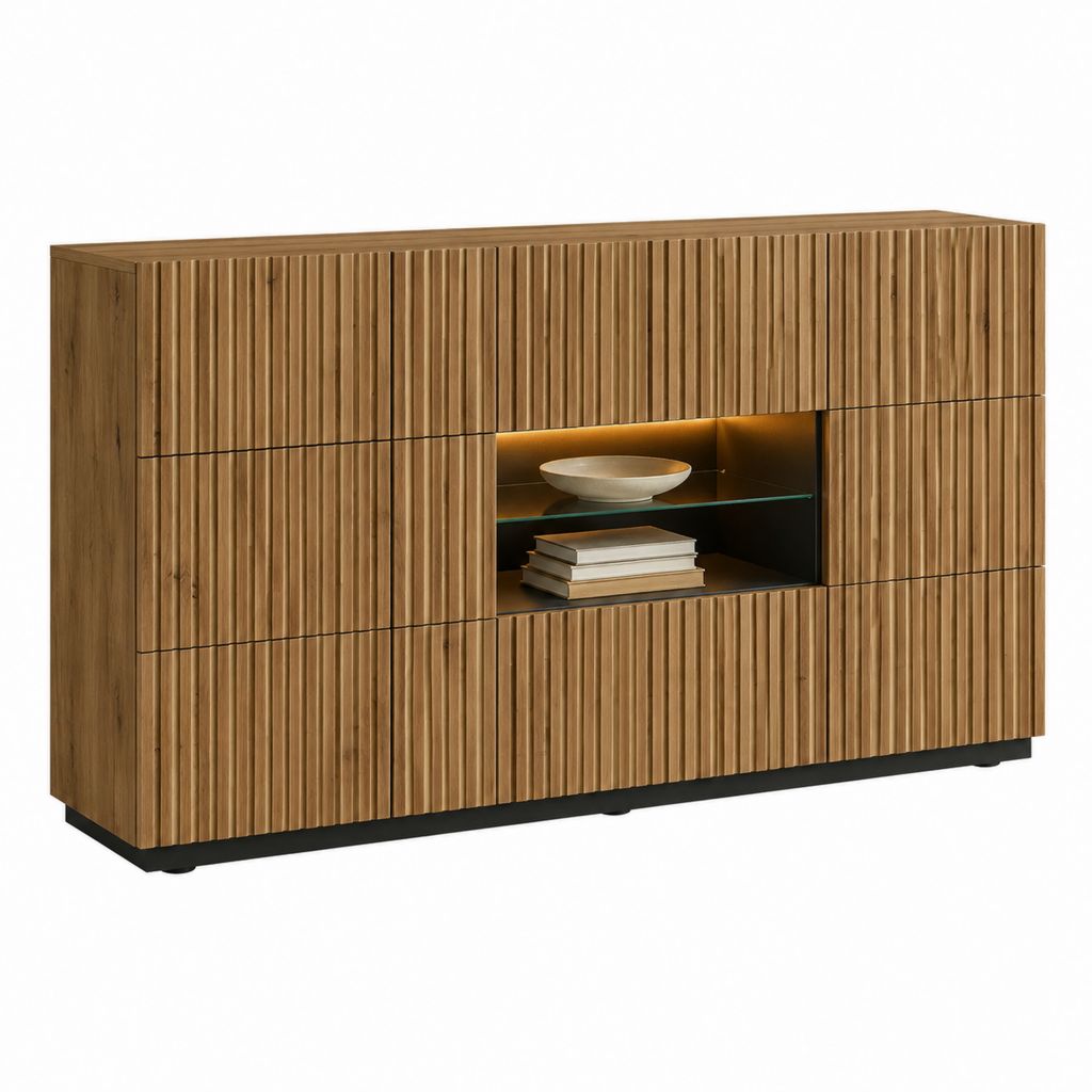 Sideboard mit Eichenholzfurnier in Natur rechteckig 160 x 40 x 120 cm