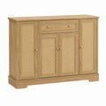 Sideboard mit 4 Türen und Schublade Eichefarben MDF Rattangeflecht rechteckig 120 x 40 x 100 cm