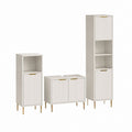 Badezimmerschrank Set 3-teilig Cremeweiß MDF rechteckig 40 x 30 x 180 cm 40 x 30 x 100 cm 80 x 40 x 80 cm