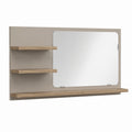 Badezimmerspiegel Wandspiegel Taupe und Eiche MDF mit Ablagen 100 x 60 x 12 cm