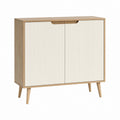 Sideboard 2 Türen Eiche Natur Cremeweiß Spanplatte MDF rechteckig 80 x 40 x 100 cm