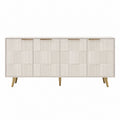 Sideboard Weiß MDF mit Rillenfront und 4 Türen 180 x 40 x 80 cm