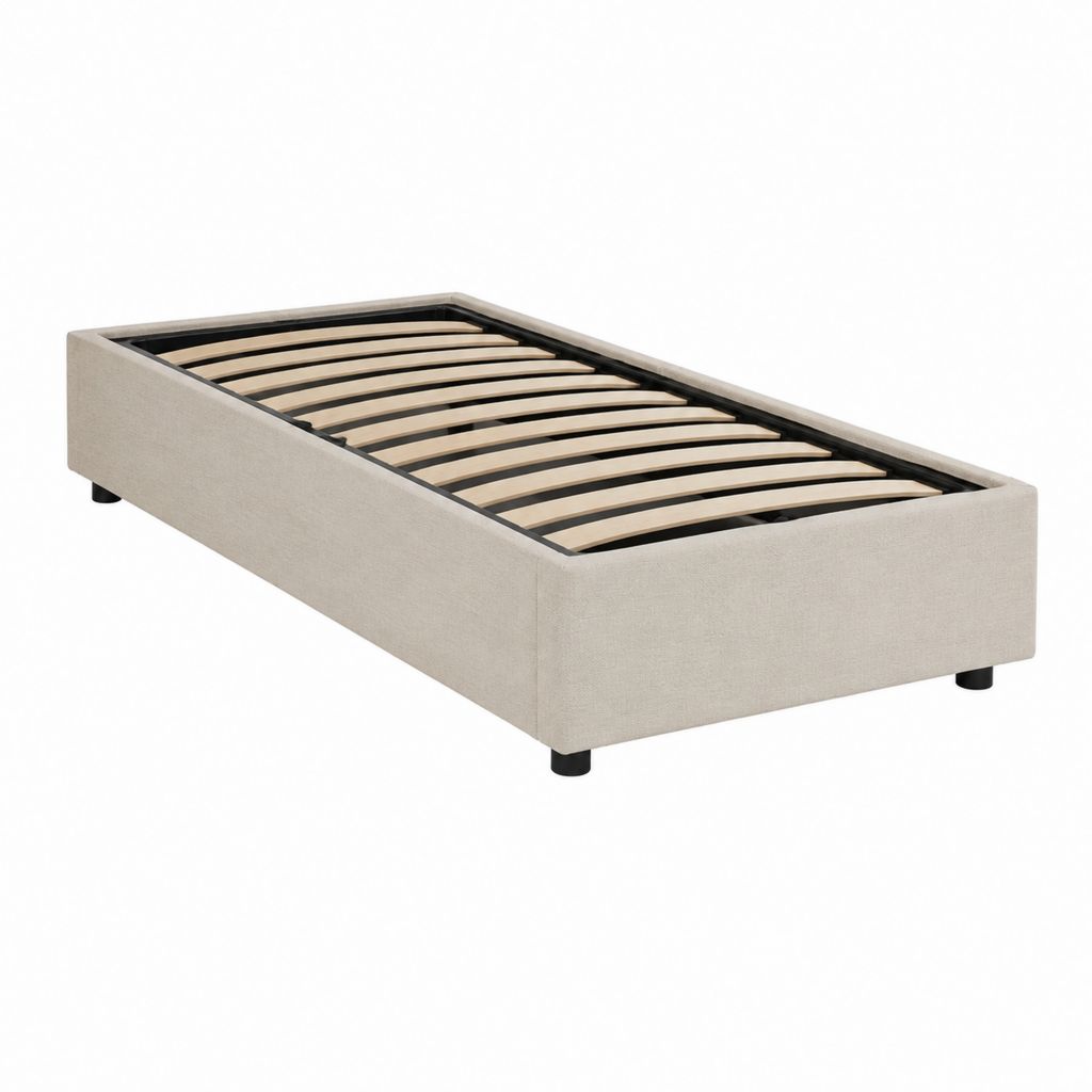Polsterbett Bettgestell Beige Polyester Rechteckig 90 x 200 cm mit Lattenrost