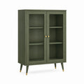 Vitrinenschrank Grün aus MDF und Glas rechteckig 90 x 40 x 140 cm