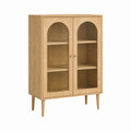 Vitrine mit 2 Glastüren Natur MDF mit Eichenfurnier rechteckig 90 x 40 x 170 cm