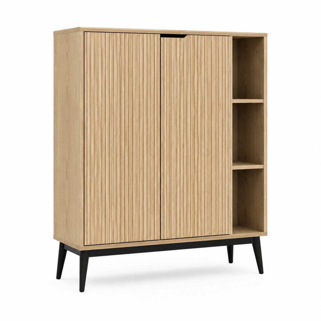 Highboard Sideboard Eichenoptik MDF rechteckig 100 x 40 x 140 cm